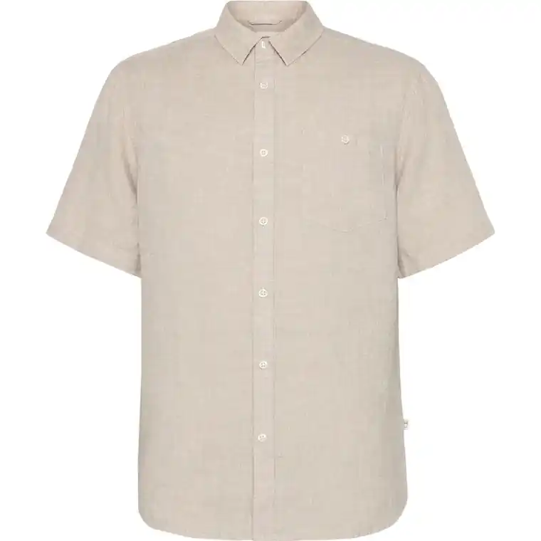 KnowledgeCotton Apparel Regular Linen SL Shirt Light Feather Gray Extra rabatt