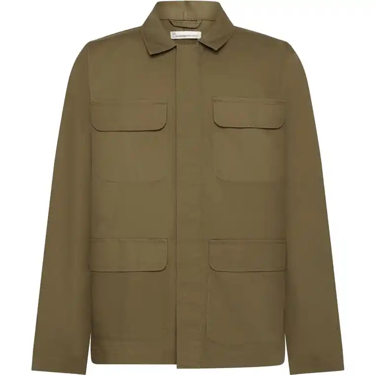 Billigare KnowledgeCotton Apparel Ribstop Overshirt Burned Olive
