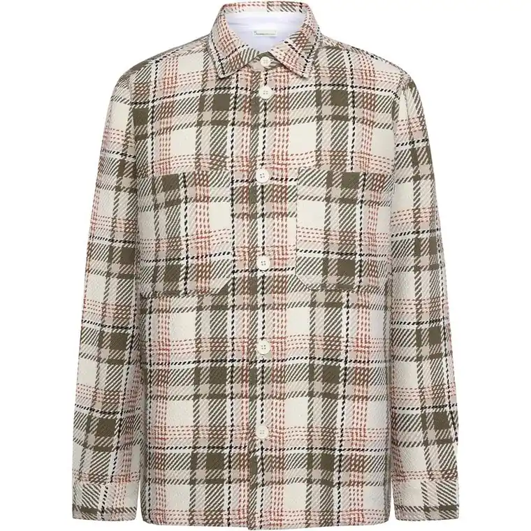 Endast idag KnowledgeCotton Apparel Checked Overshirt Creme Check