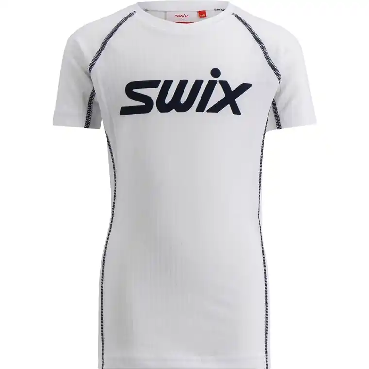 Swix RaceX Classic Short Sleeve Jr Bright White/ Dark Navy Rabatt