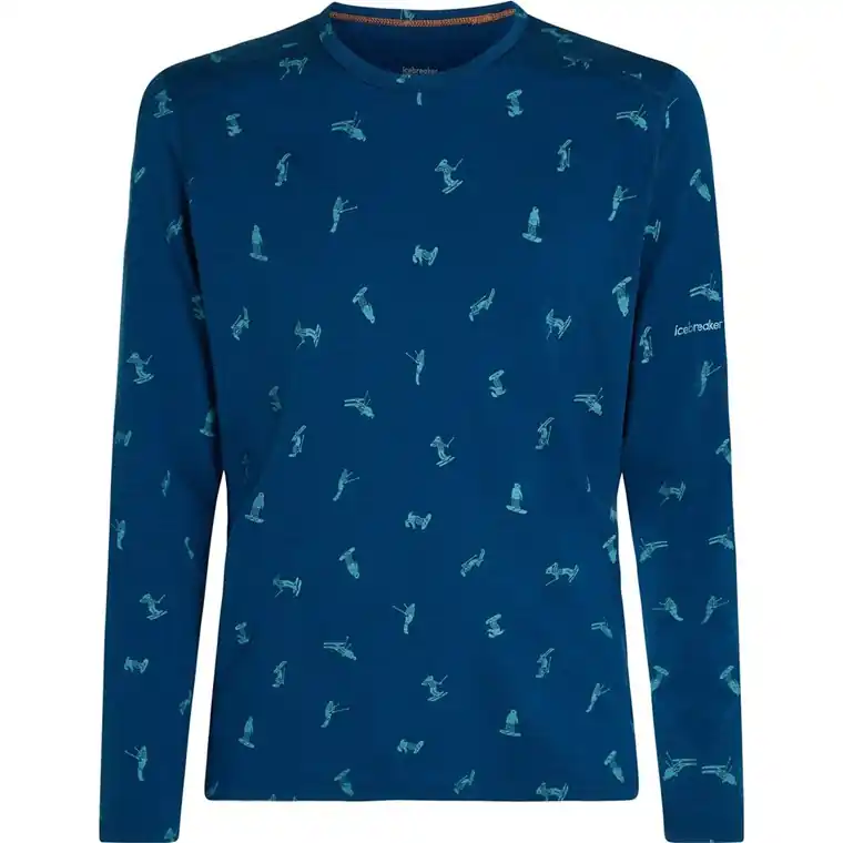 Begränsad tid Icebreaker Men Merino 200 Oasis LS Crewe Snow Day A Atlantis/Topaz/Aop