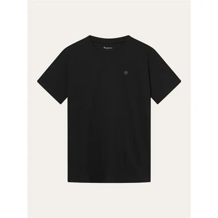 Endast denna vecka KnowledgeCotton Apparel LOKE badge tee - Regenerative Organic Ce Black Jet