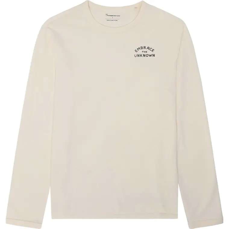 KnowledgeCotton Apparel Organic Cotton Long sleeved T-shirt GOTS Egret Populär
