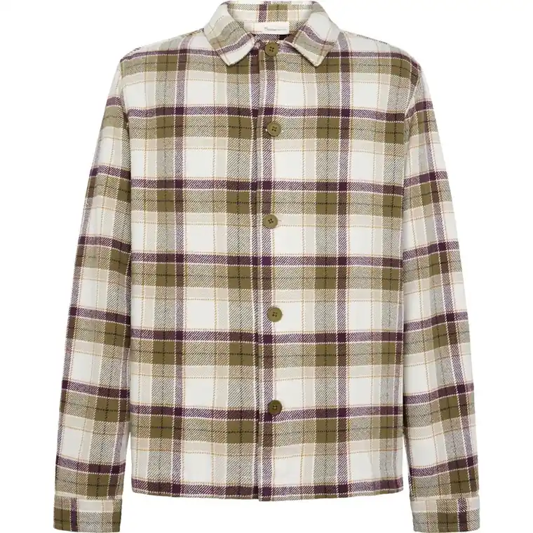Nyhet KnowledgeCotton Apparel Organic Cotton Flannel Overshirt GOTS Green Check