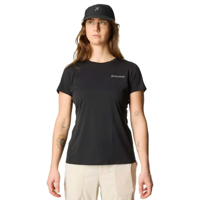 Houdini W's Pace Air Message Tee True Black / Houdini Logo Billig