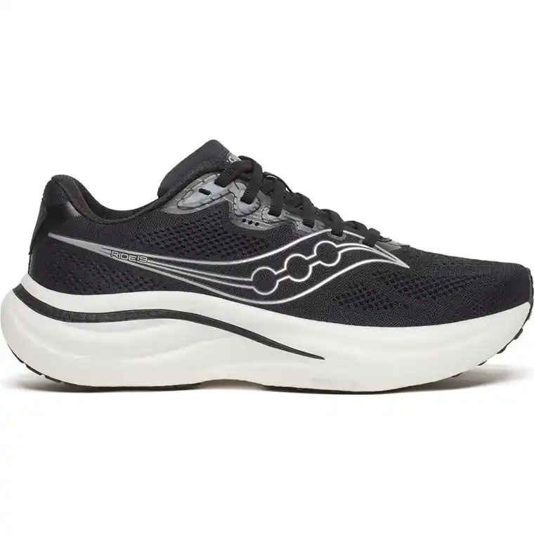 Saucony Ride 19 Wide Herr Black/Silver Handla nu