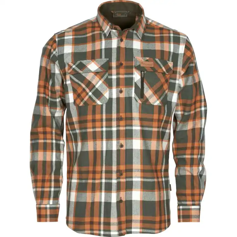 Endast idag Pinewood Men's Lappland Rough Flannel Shirt Green/Orange