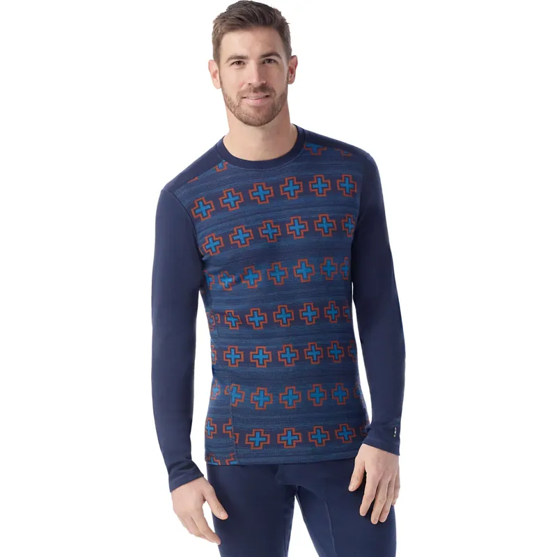 Smartwool Men's Classic Thermal Merino Base Layer Crew Boxed Deep Navy Paths Crossed Köp online