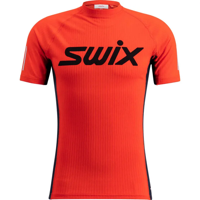 Swix Men's Roadline RaceX Short Sleeve Fiery Red/Dark Navy Lågt pris