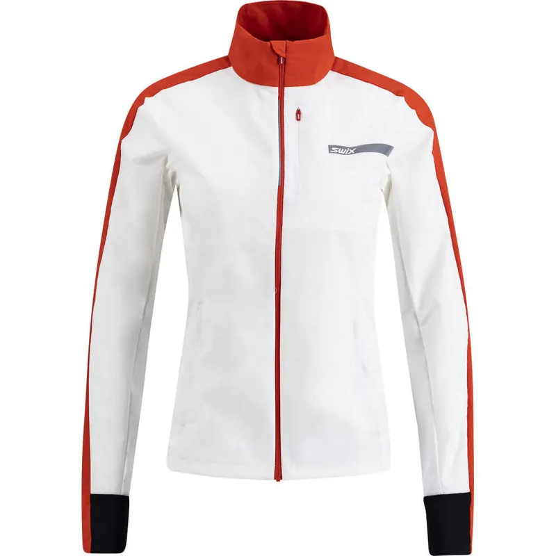 Swix Women's Roadline Wind Jacket Bright White/Fiery Red Lågt pris