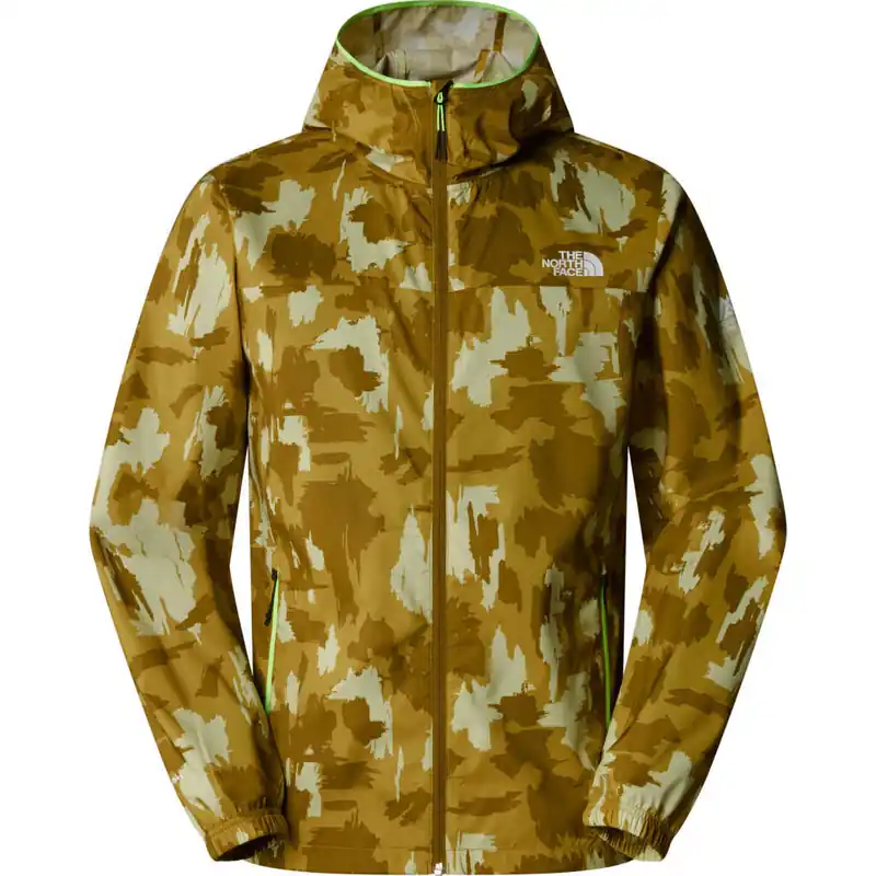 The North Face Men's Mountain Athletics Printed Hooded Wind Jacket Amber Green Painted Mountains Print Säker betalning