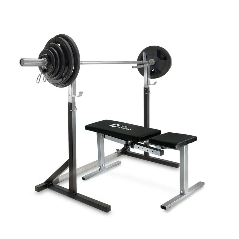 Extra rabatt Bänk, Ställning & Tri-Grip Skivstångsset 87.5 kg, JTC Power