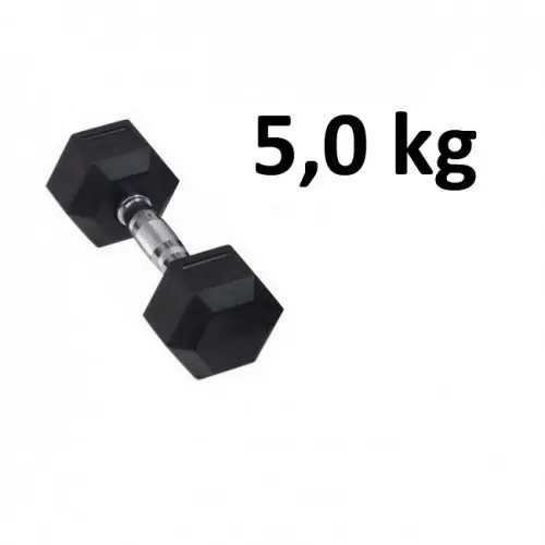 Begränsat antal Gummi / Kromhantel HEX Master Fitness 5,0 kg