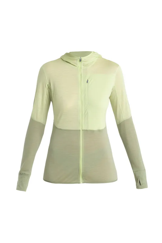 Icebreaker Women's Merino 200 Realfleece™ Descender Long Sleeve Zip Hoodie Glazen/Lichen/Cb Premium