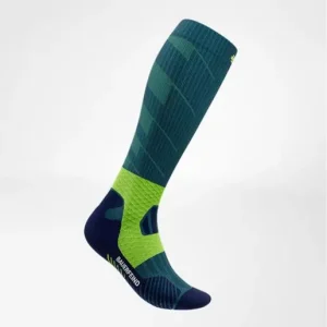 Bauerfeind Löparstrumpor Trail Run Compression Socks High Cut Teal Erbjudandepris