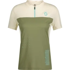 I lager Cykeltröja Dam Scott Trail Vertic Zip SS Hay Green/Cotton White