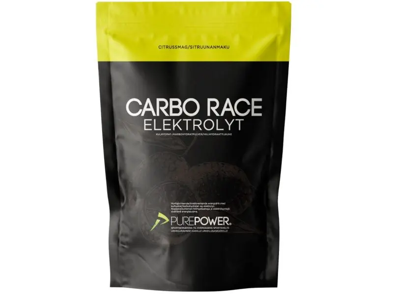 I lager PurePower Carbo Race Citrus Elektrolyt, 1 kg